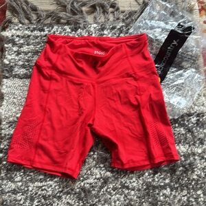 Stoic athletic Bike Shorts bright tomato Fire Red NEW women’s large quick dry L